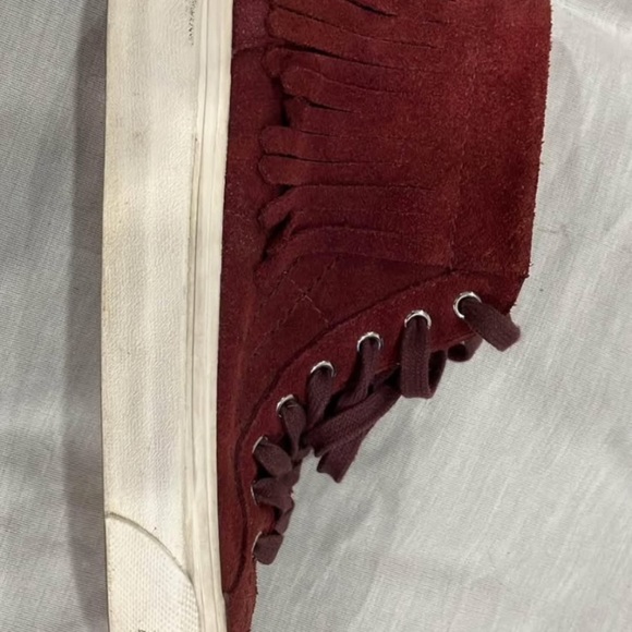 Women’s size 6 Vans leather mocassin fringe boot men’s size 4.5 burgundy - Picture 10 of 10